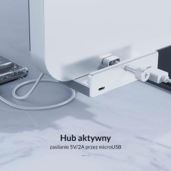Hub USB Orico MH4PU-P-SV-BP 4x USB-A, 5Gbps, aktywny, biurko… | PartsPC.pl