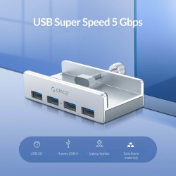 Hub USB Orico MH4PU-P-SV-BP 4x USB-A, 5Gbps, aktywny, biurko… | PartsPC.pl