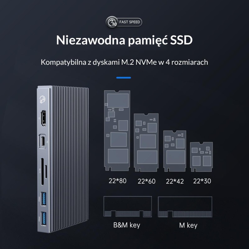 Stacja dokująca dysku M.2 z portami 9w1 Orico CDH-9N-GY-BP… | PartsPC.pl