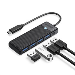 HUB USB-C Orico PAPW4A-C3-015-BK-EP 4 x USB-A 3.0 5Gbps, cza… | PartsPC.pl