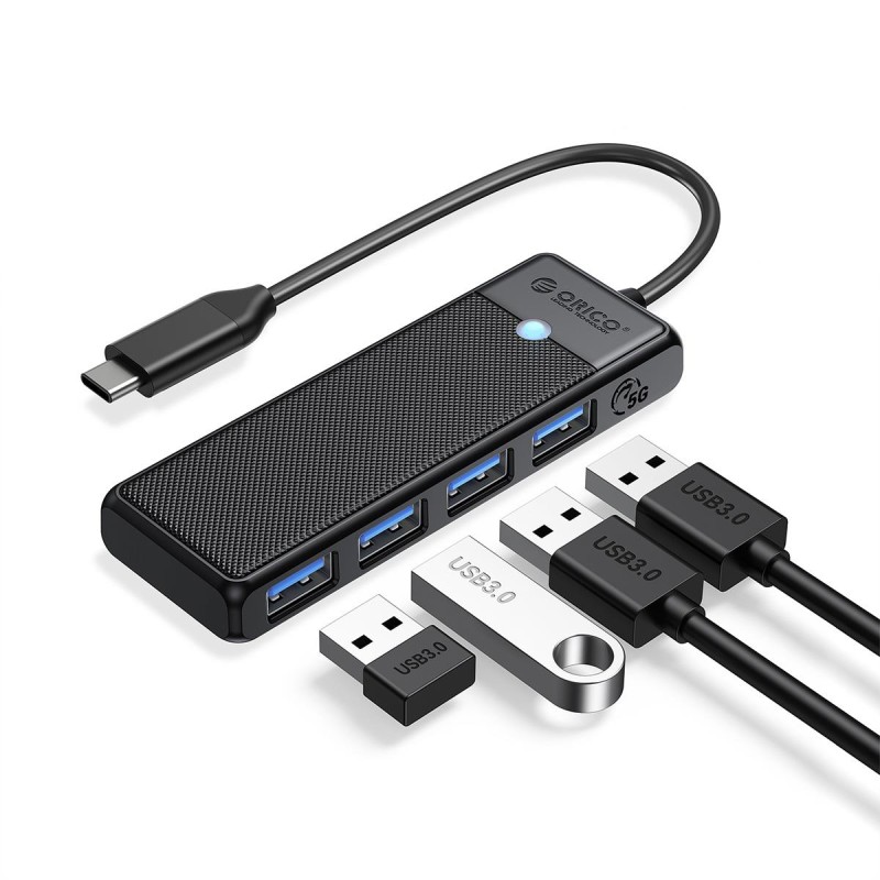 HUB USB-C Orico PAPW4A-C3-015-BK-EP 4 x USB-A 3.0 5Gbps, cza… | PartsPC.pl