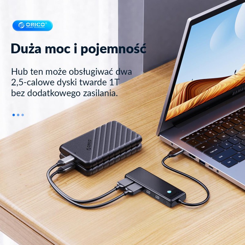 Hub USB-C Orico PAPW2AC-C3-015-BK-EP 2x USB-A, 2x USB-C, PD … | PartsPC.pl