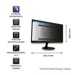Qoltec Filtr prywatyzujący RODO | 13.3 cali | 16:9 | PartsPC.pl