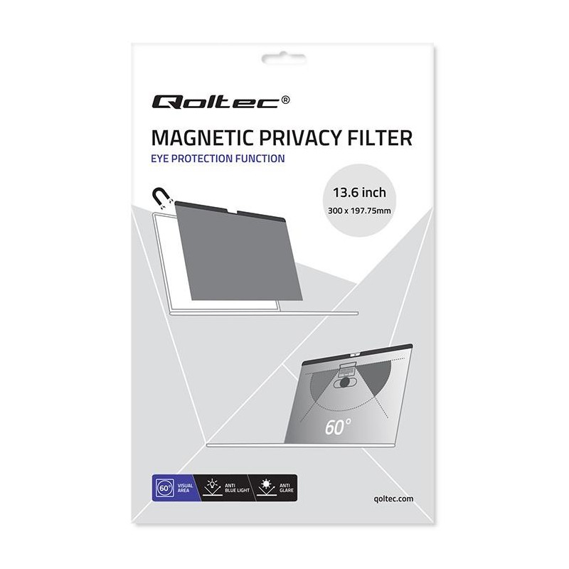 Filtr prywatyzujący RODO Qoltec do MacBook Air 13.6" | Magnetyczny |