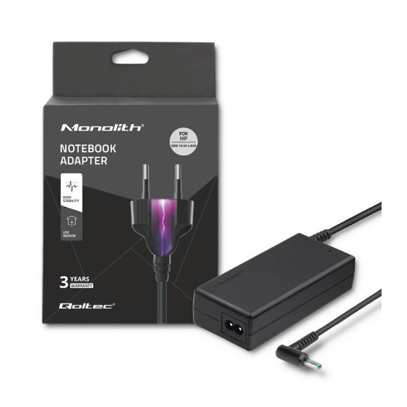 Zasilacz sieciowy Qoltec do HP/Compaq 19,5V 4,62A 4,5*3,0 | PartsPC.pl