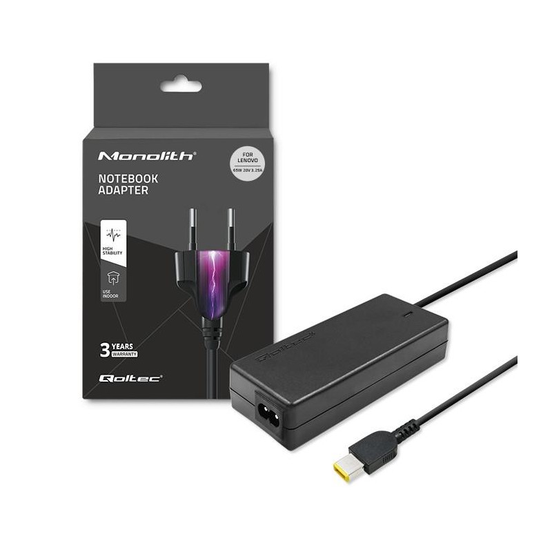 Zasilacz sieciowy Qoltec do Lenovo 20V 3,25A Slim Tip | PartsPC.pl