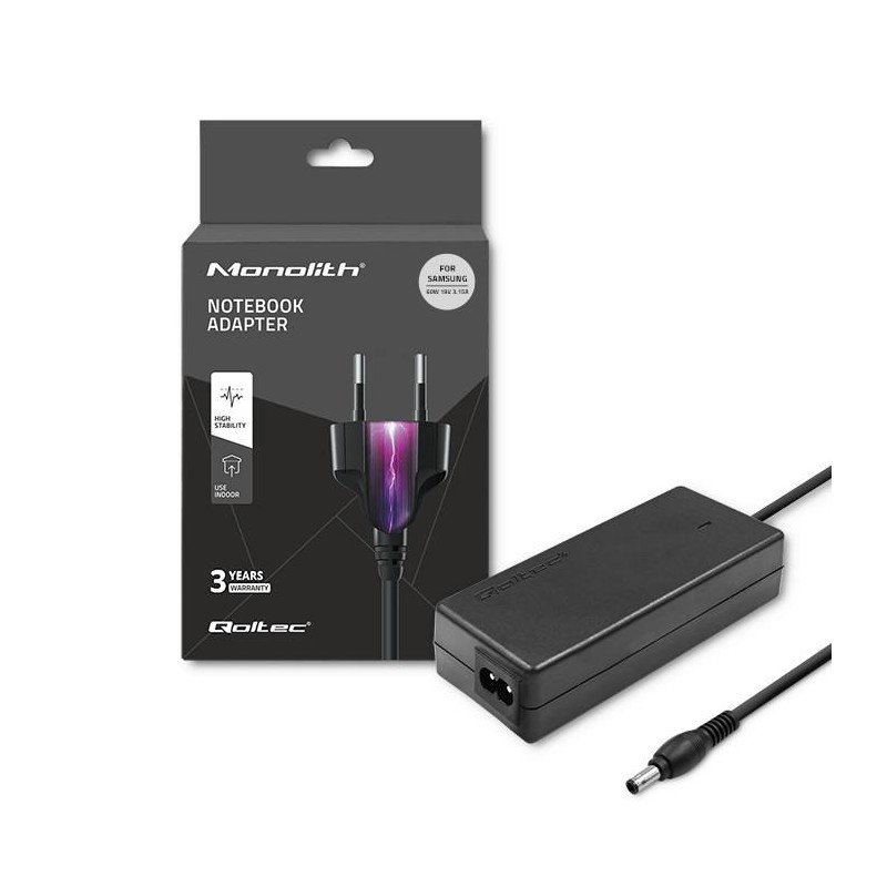 Zasilacz sieciowy Qoltec do Samsung 60W 19V 3,15A 5.5*3.5+pin