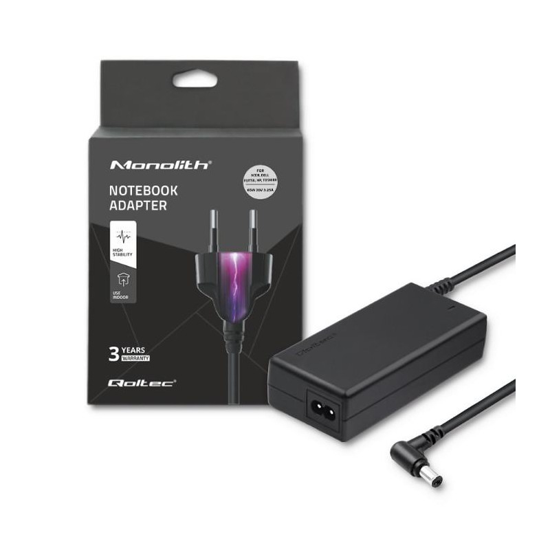 Qoltec Zasilacz do laptopa 65W | 20V | 3.25A | 5.5*2.5 | PartsPC.pl