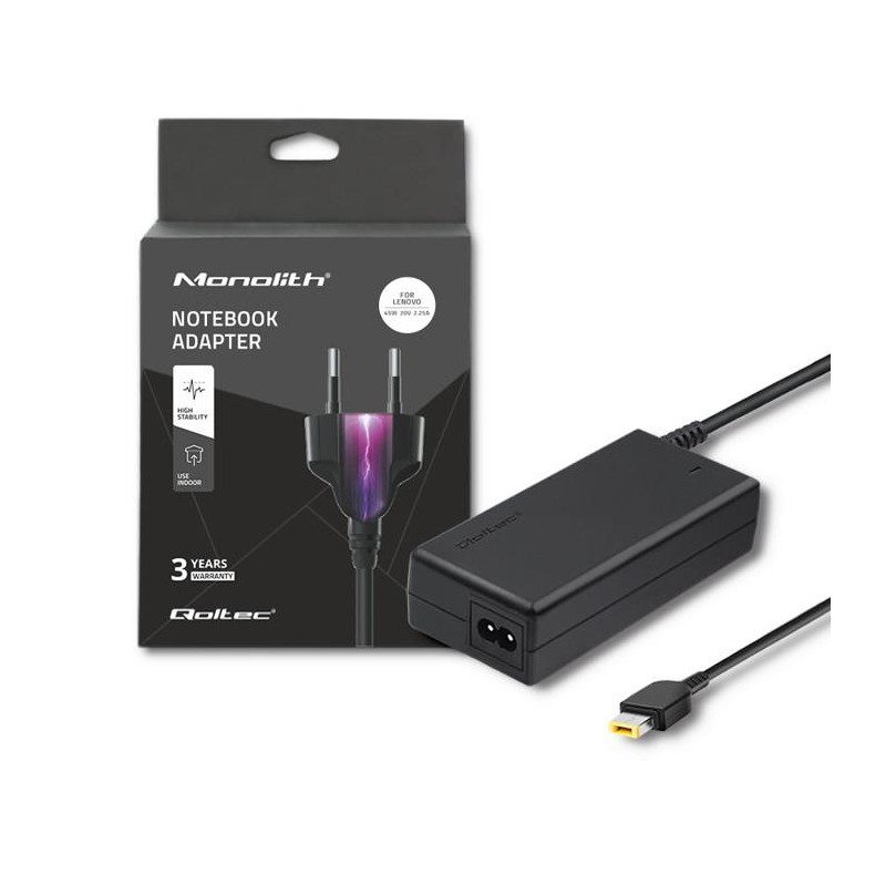 Zasilacz sieciowy Qoltec do Lenovo 45W 20V 2,25A SlimTip+pin