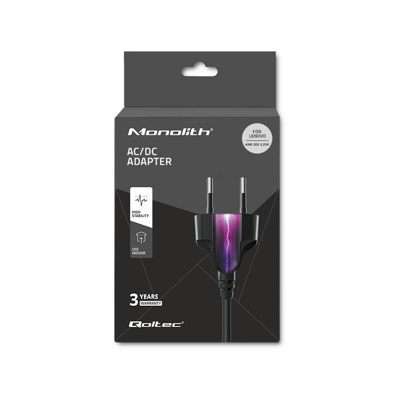 Zasilacz sieciowy Qoltec do Lenovo 45W 20V 2,25A 4.0*1.7 | PartsPC.pl