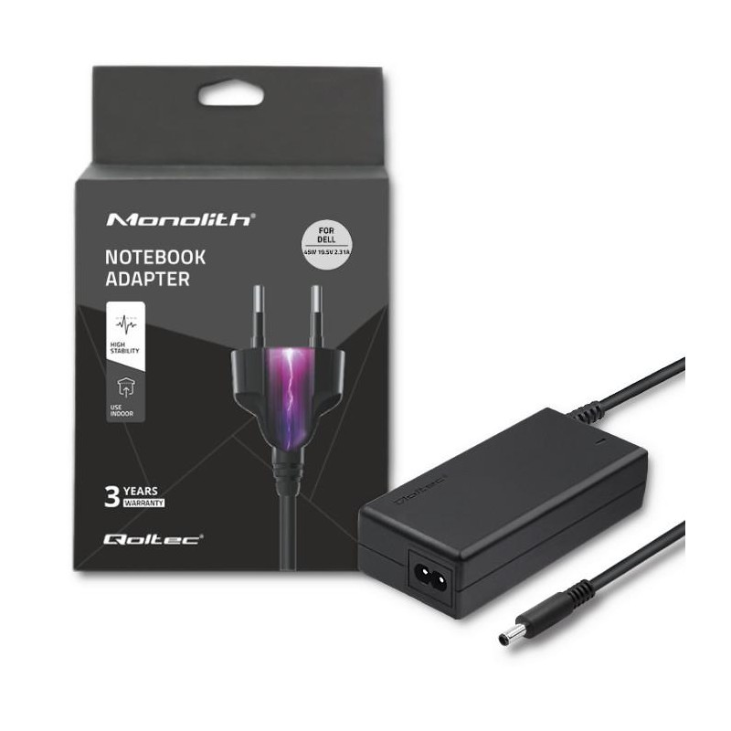 Qoltec Zasilacz do Dell 45W | 19.5V | 2.31A | 4.5*3.0+pin | PartsPC.pl