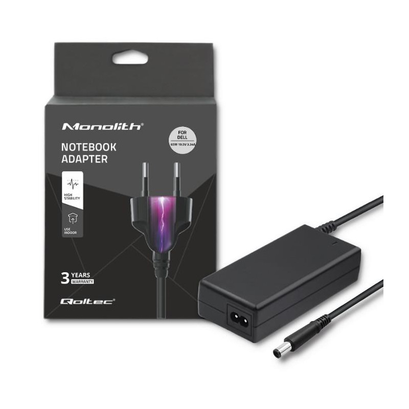 Qoltec Zasilacz do Dell 65W | 19.5V | 3.34A | 7.4*5.0+pin | PartsPC.pl