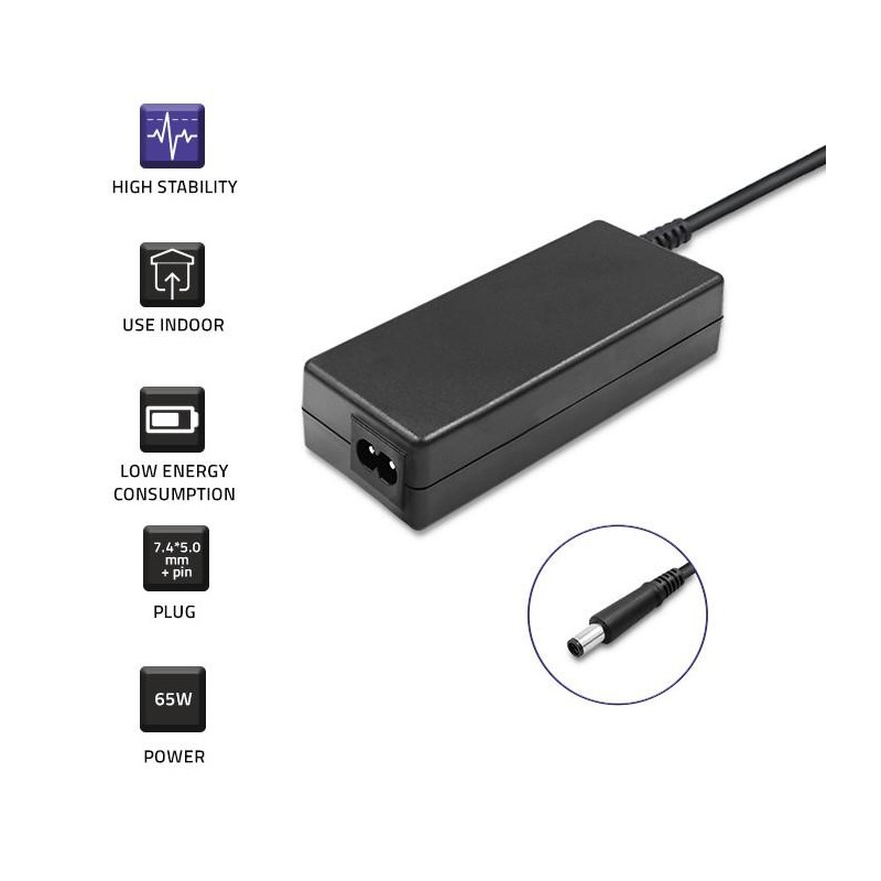 Qoltec Zasilacz do Dell 65W | 19.5V | 3.34A | 7.4*5.0+pin | PartsPC.pl
