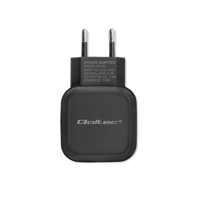 Ładowarka sieciowa Qoltec 12W 5V 2,4A 2xUSB | PartsPC.pl