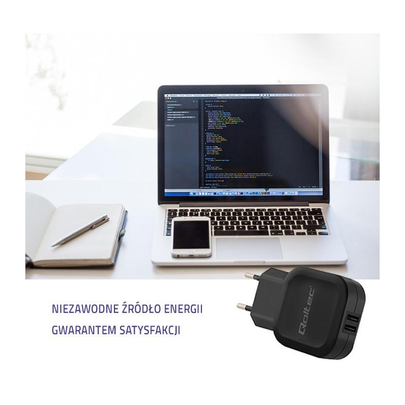 Qoltec Ładowarka sieciowa 17W | 5V | 3.4A | 2xUSB | PartsPC.pl