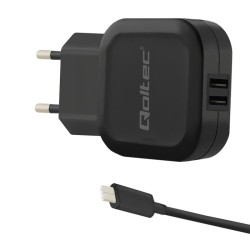 Ładowarka sieciowa Qoltec 17W 5V 3,4A 2xUSB + kabel USB type… | PartsPC.pl