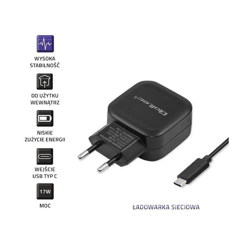 Ładowarka sieciowa Qoltec 17W 5V 3,4A 2xUSB + kabel USB type… | PartsPC.pl