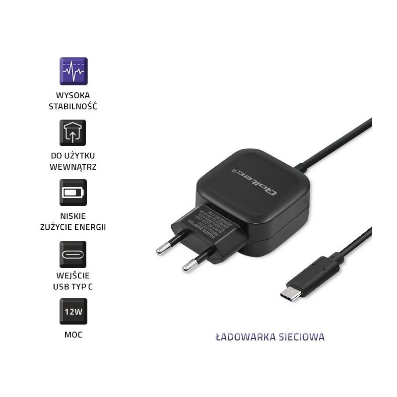 Ładowarka sieciowa Qoltec 17W 5V 3,4A USB+USB type-C