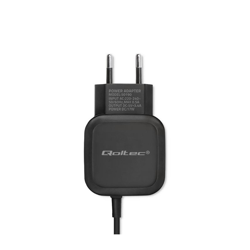 Ładowarka sieciowa Qoltec 17W 5V 3,4A USB+USB type-C