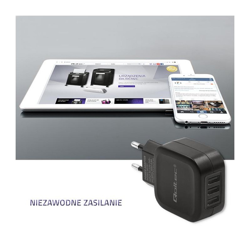 Ładowarka sieciowa Qoltec 17W 5V 3,4A 3xUSB