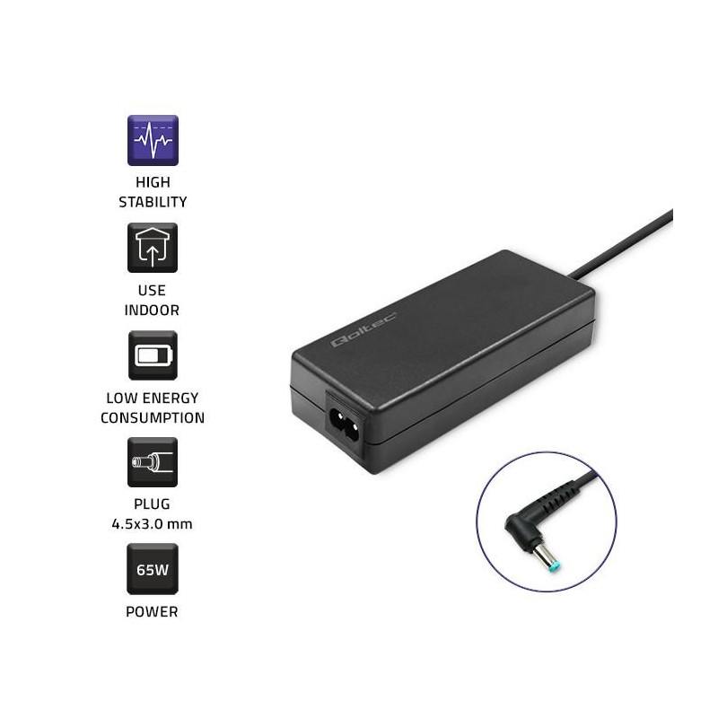 Zasilacz sieciowy Qoltec do HP 65W | 19,5V | 3,33A | 4.5*3.0 | SLIM
