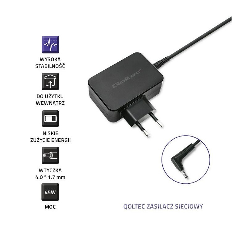 Zasilacz sieciowy Qoltec do Lenovo 45W | 20V | 2.25A | 4.0*1.7