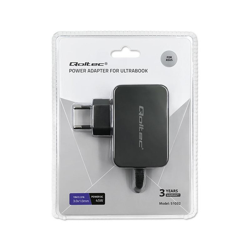 Zasilacz sieciowy Qoltec do ultrabooka Asus 45W | 19V | 2.37… | PartsPC.pl