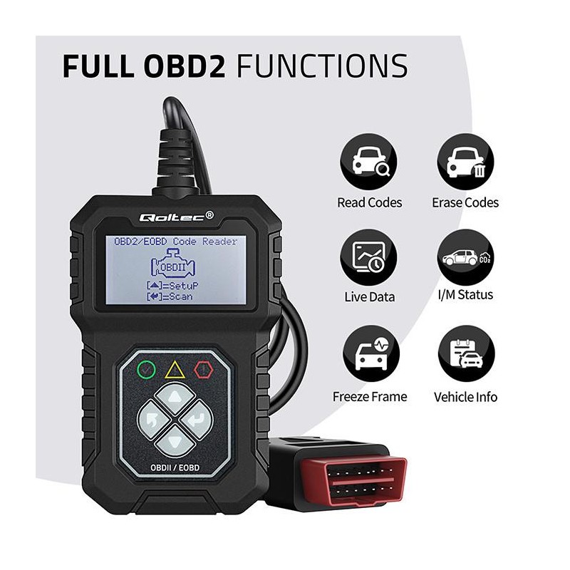 Tester cyfrowy Qoltec diagnostyczny ProLine | OBDII EOBD | 8… | PartsPC.pl