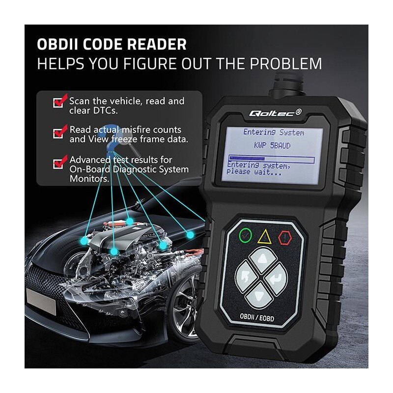 Tester cyfrowy Qoltec diagnostyczny ProLine | OBDII EOBD | 8… | PartsPC.pl