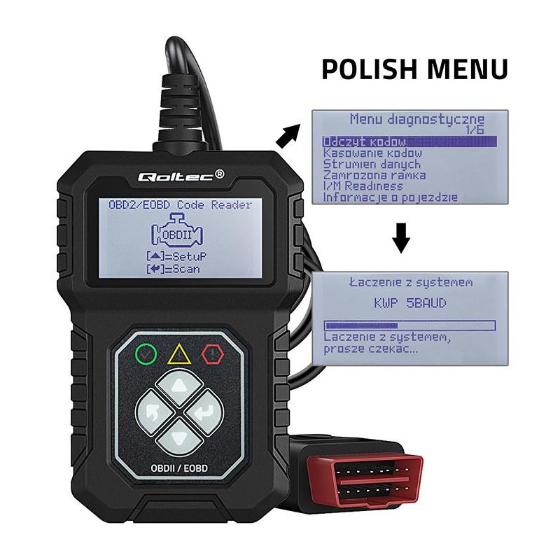 Tester cyfrowy Qoltec diagnostyczny ProLine | OBDII EOBD | 8… | PartsPC.pl