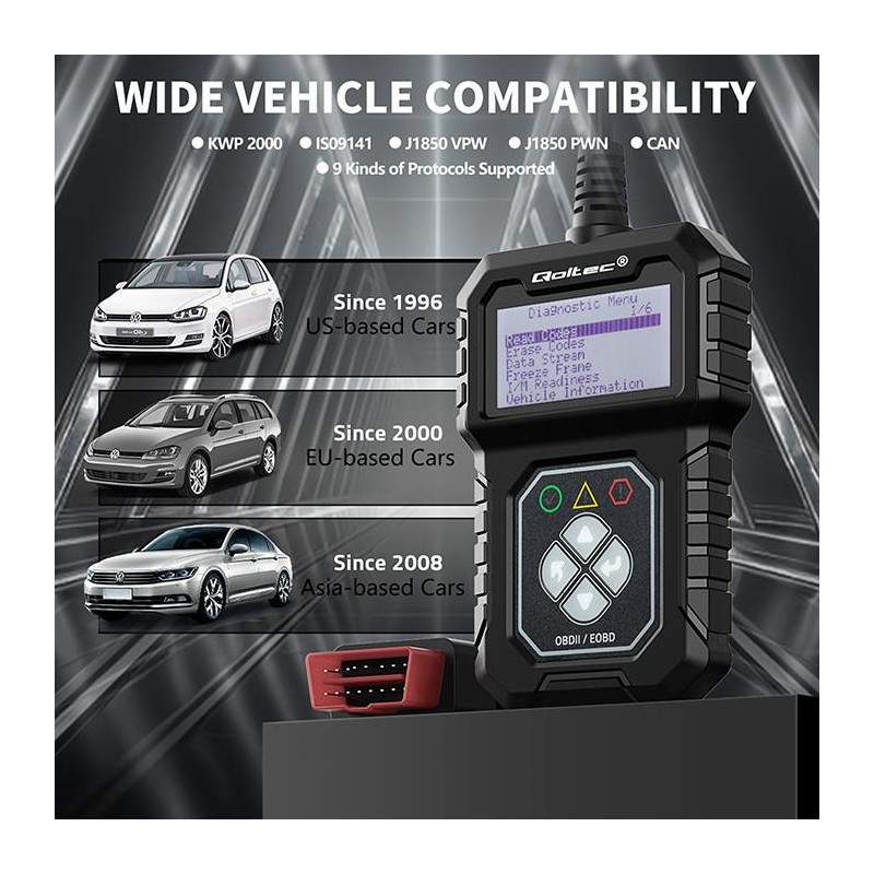 Tester cyfrowy Qoltec diagnostyczny ProLine | OBDII EOBD | 8… | PartsPC.pl