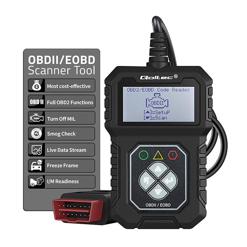 Tester cyfrowy Qoltec diagnostyczny ProLine | OBDII EOBD | 8… | PartsPC.pl