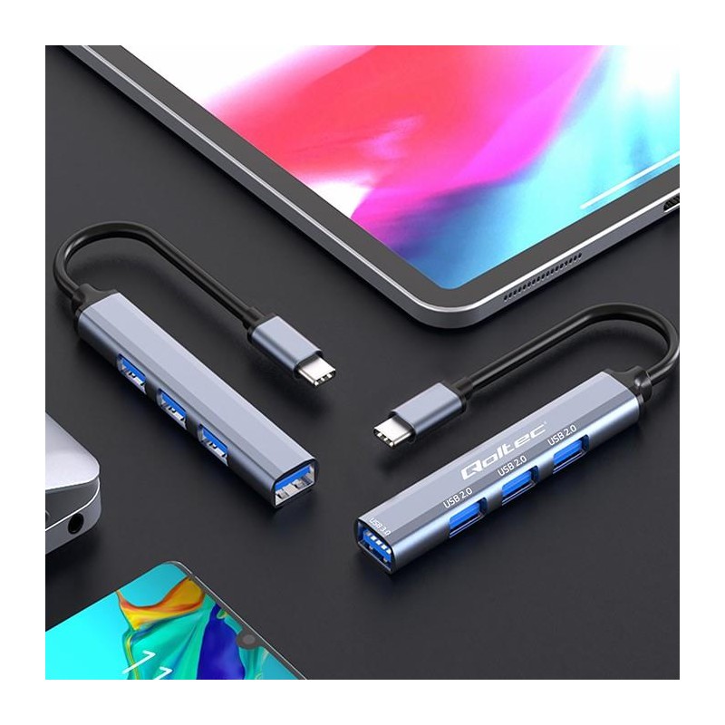 Hub Qoltec adapter USB-C 3.1 4w1 | USB 3.0 | 3x USB 2.0 | PartsPC.pl