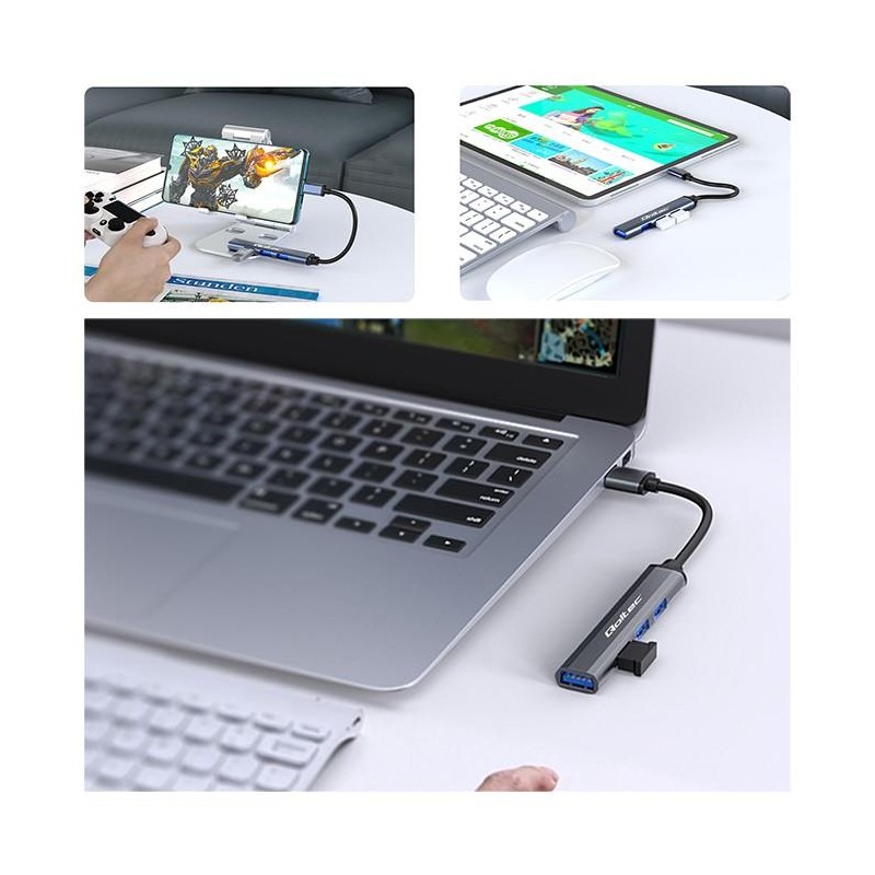 Hub Qoltec adapter USB-C 3.1 4w1 | USB 3.0 | 3x USB 2.0 | PartsPC.pl