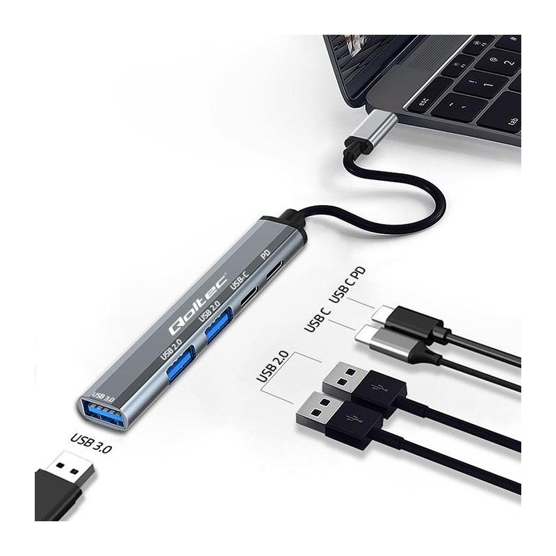 Hub Qoltec adapter USB-C 3.1 5w1 | USB-C PD | USB-C | 2x USB… | PartsPC.pl