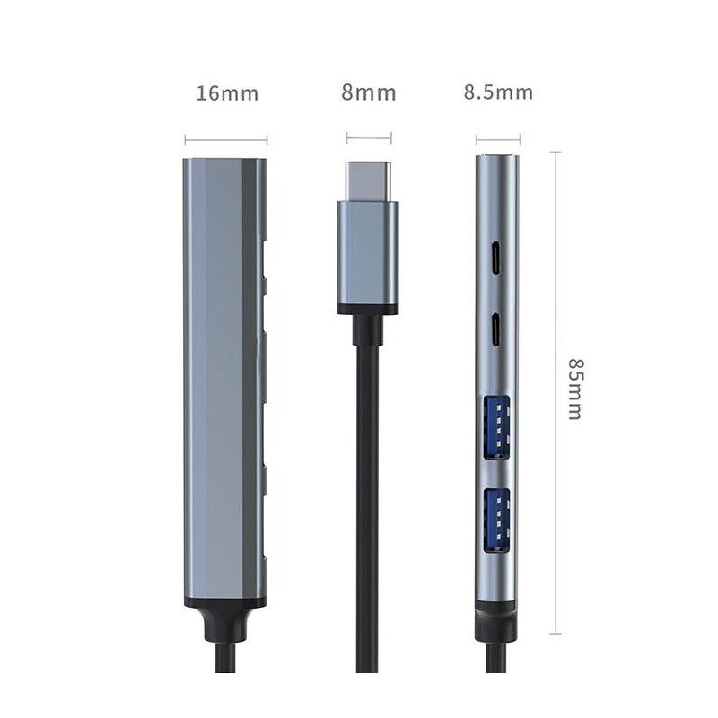 Hub Qoltec adapter USB-C 3.1 5w1 | USB-C PD | USB-C | 2x USB… | PartsPC.pl