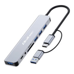 Hub Qoltec 8w1 USB-C/USB | USB-C | 4xUSB | SD/TF card | Jack… | PartsPC.pl
