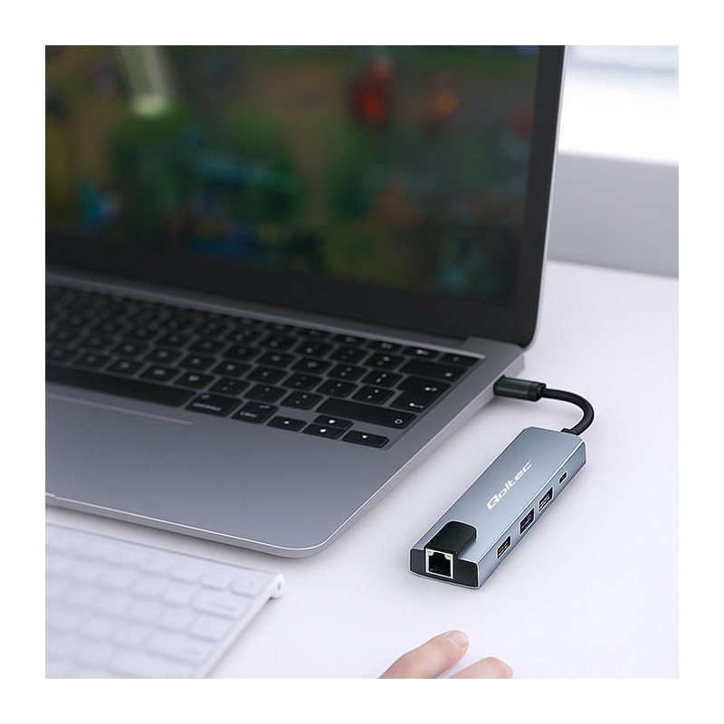 Hub Qoltec USB-C 5w1 | USB-C PD 100W | 2xUSB | HDMI 4K | RJ4… | PartsPC.pl