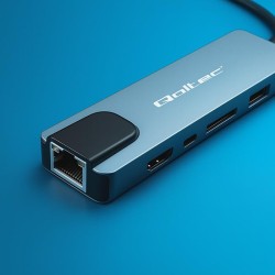 Hub Qoltec USB-C 5w1 | USB-C PD 100W | 2xUSB | HDMI 4K | RJ4… | PartsPC.pl