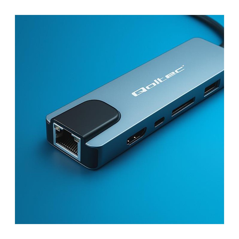 Hub Qoltec USB-C 5w1 | USB-C PD 100W | 2xUSB | HDMI 4K | RJ4… | PartsPC.pl