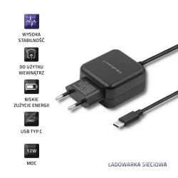Ładowarka sieciowa Qoltec 12W | 5V | 2,4A | USB typ C | Czarna