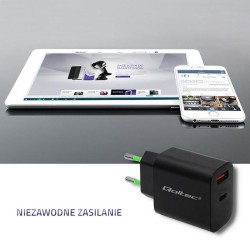 Ładowarka sieciowa Qoltec 18W | 5-12V | 1.5-3A | USB typ C P… | PartsPC.pl
