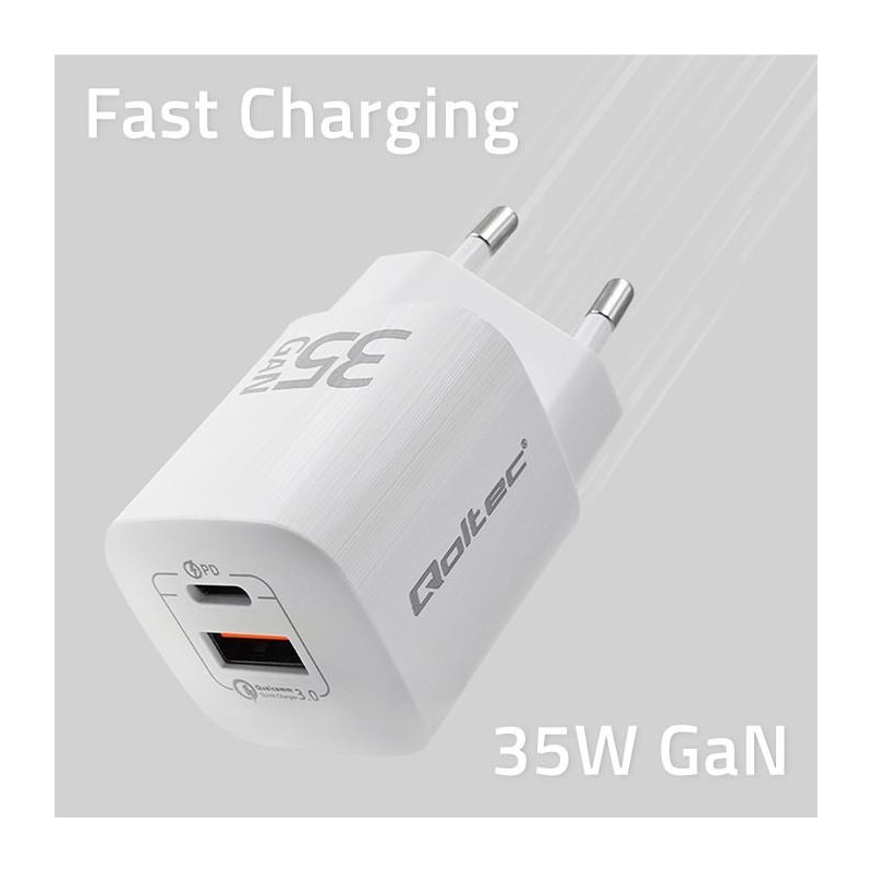 Ładowarka sieciowa Qoltec 35W GaN ULTRA | 5-20V | 2.25-3A | … | PartsPC.pl