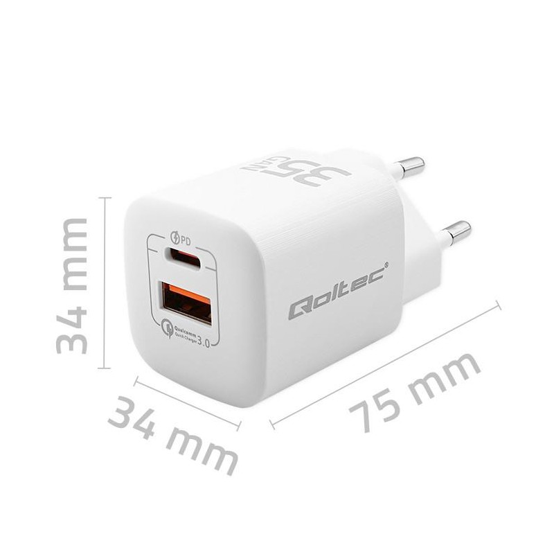 Ładowarka sieciowa Qoltec 35W GaN ULTRA | 5-20V | 2.25-3A | … | PartsPC.pl