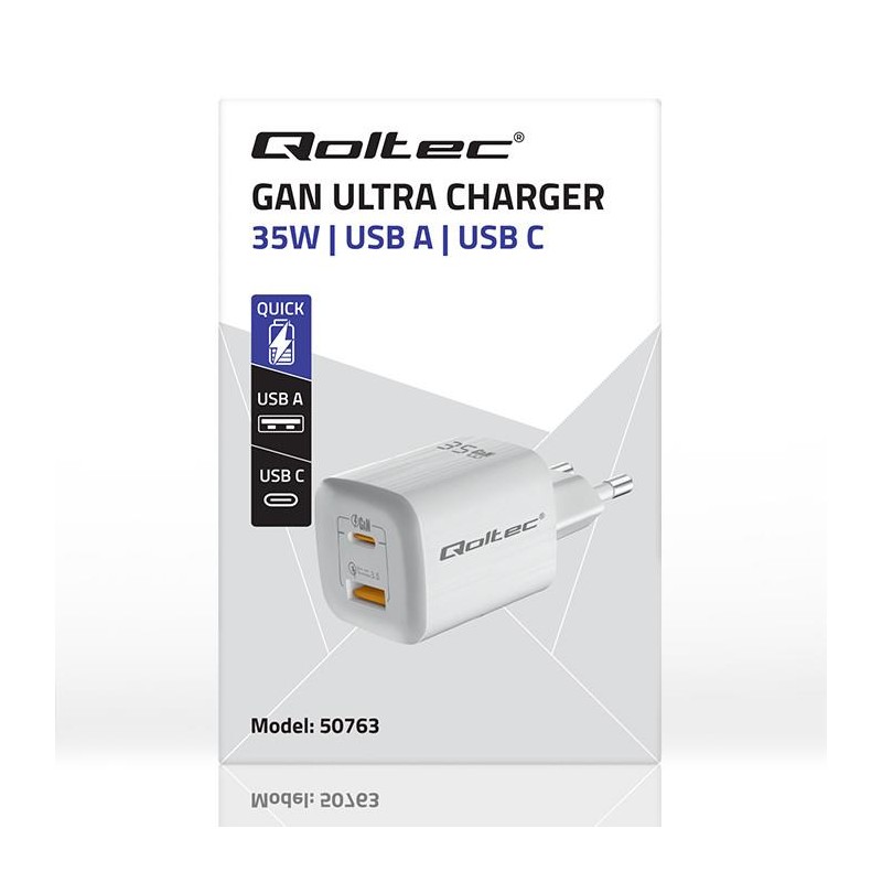 Ładowarka sieciowa Qoltec 35W GaN ULTRA | 5-20V | 2.25-3A | … | PartsPC.pl