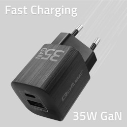 Ładowarka sieciowa Qoltec 35W GaN ULTRA | 5-20V | 2.25-3A | … | PartsPC.pl