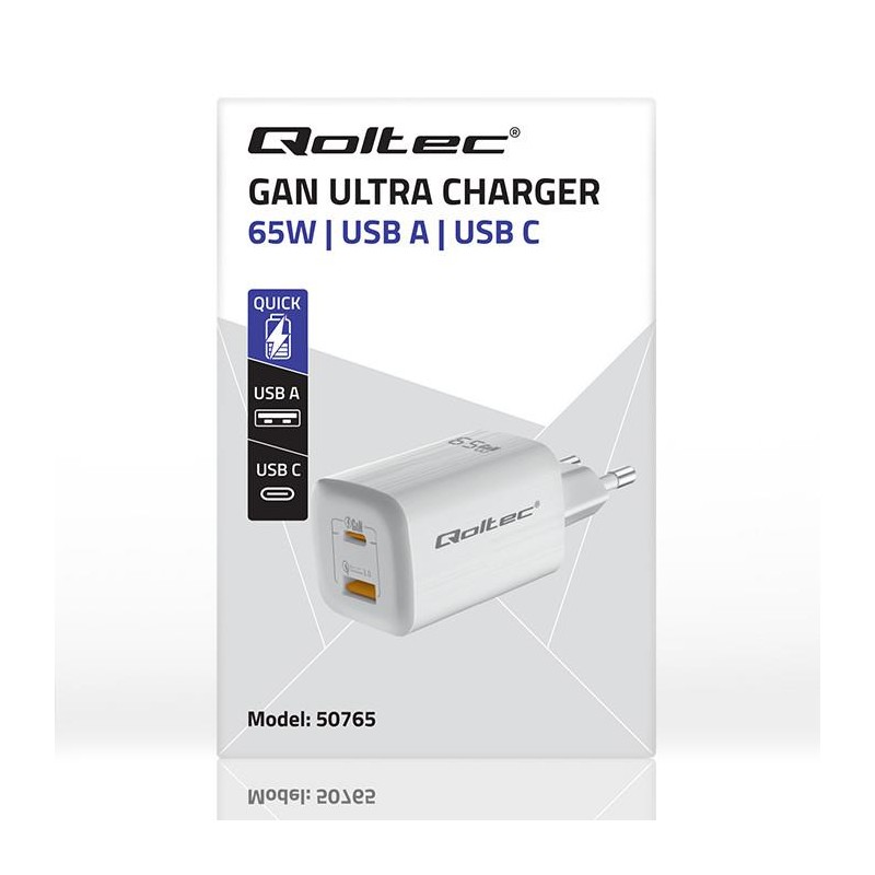 Ładowarka sieciowa Qoltec 65W GaN ULTRA | 5-20V | 2.25-3.25A… | PartsPC.pl