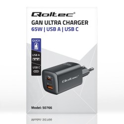Ładowarka sieciowa Qoltec 65W GaN ULTRA | 5-20V | 2.25-3.25A… | PartsPC.pl