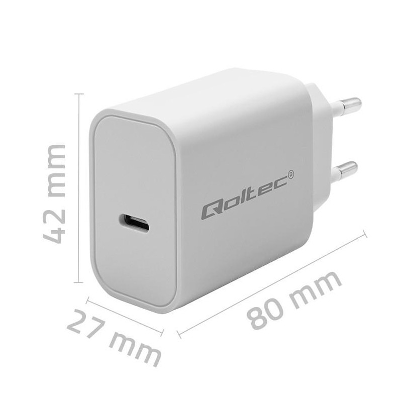 Ładowarka sieciowa Qoltec Super Quick PD | USB-C | 20W | 5-1… | PartsPC.pl