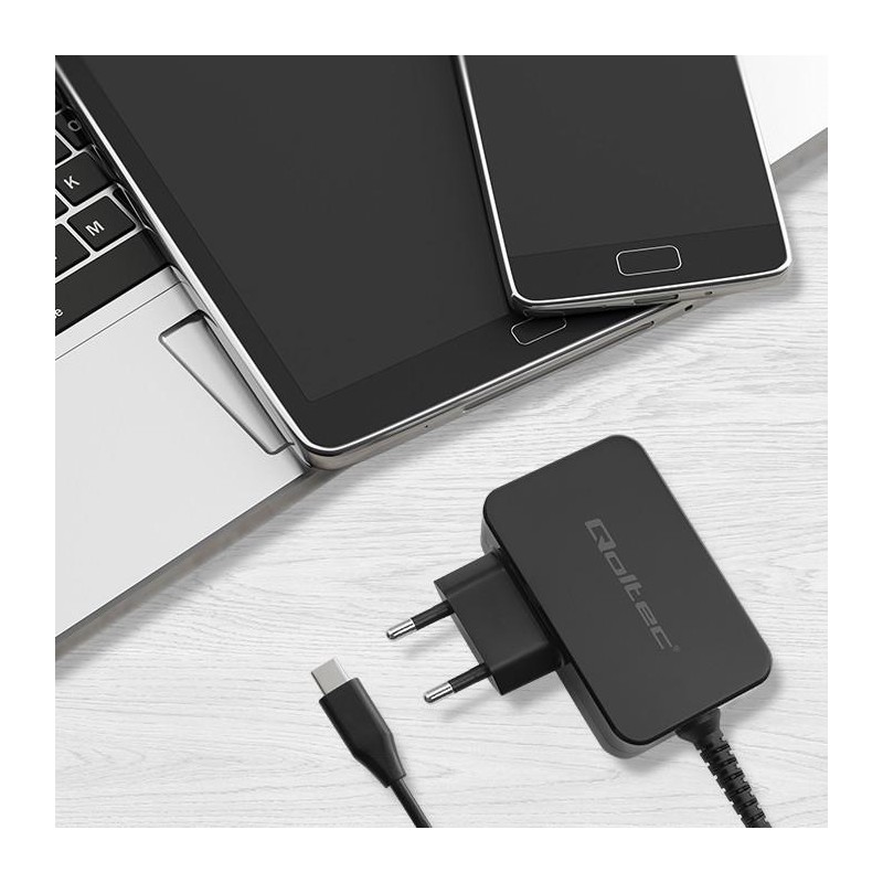 Ładowarka sieciowa Qoltec GaN POWER PRO | 1xUSB-C | 65W | 5-… | PartsPC.pl